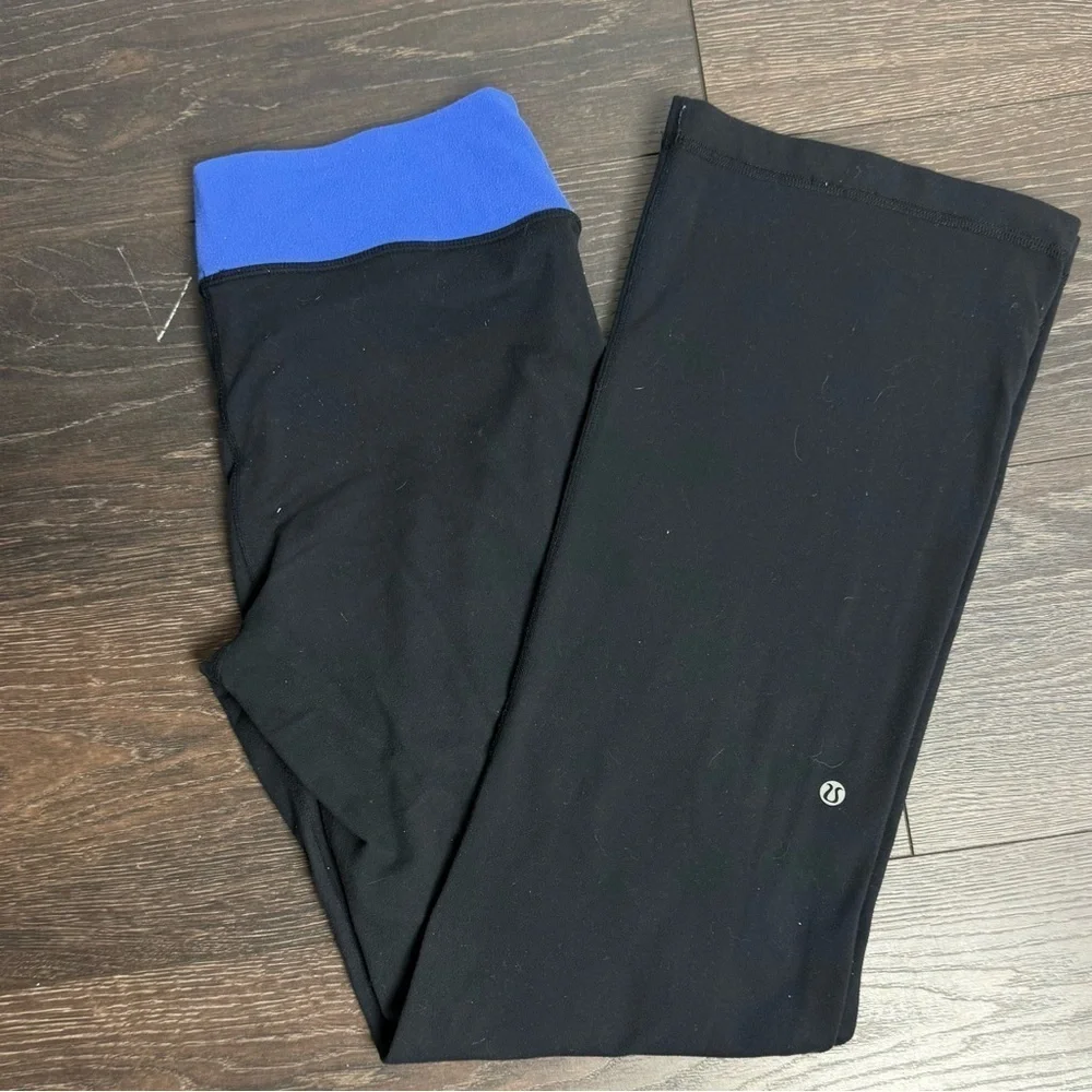 Lululemon Black Leggings with Blue Waistband